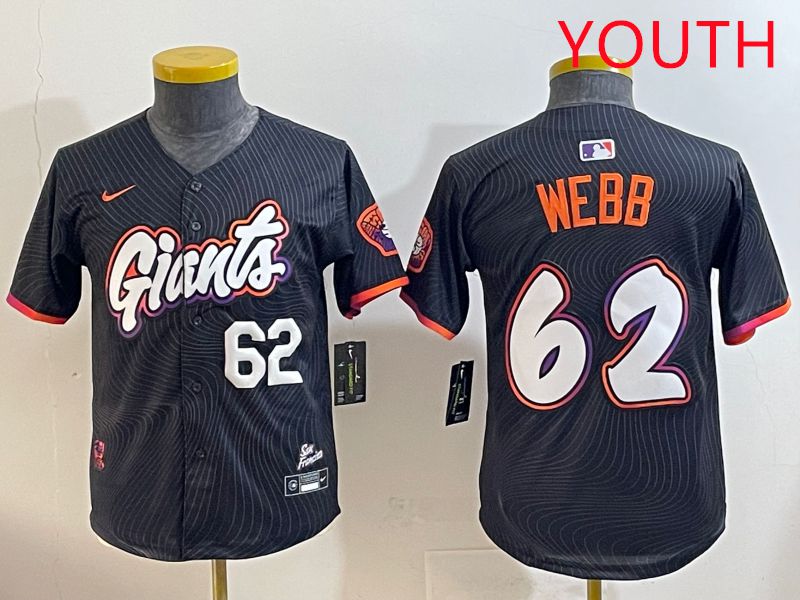 Youth San Francisco Giants #62 Webb Black Joint Name 2025 Nike MLB Jersey style 5